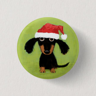 Wiener Dog Santa 3 Cm Round Badge