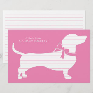 Wiener Dog Stationery Dachshund Puppy Pink