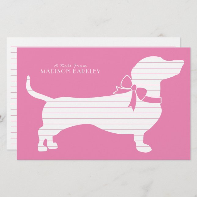 Wiener Dog Stationery Dachshund Puppy Pink (Front/Back)
