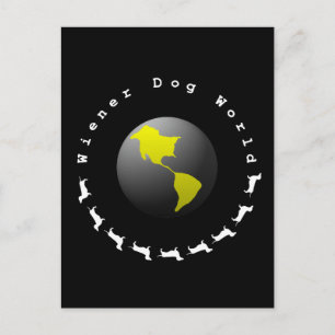 Wiener Dog World Graphic Postcard