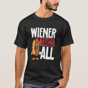 Wiener Takes All Funny Hot Dog BBQ Grill Pun T-Shirt
