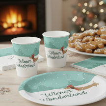 Wiener Wonderland Doxie Christmas Party Paper Cups