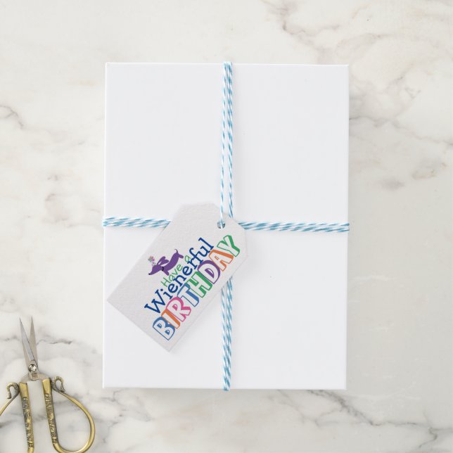 Wienerful birthday Dachshund Gift Tags (With Twine)