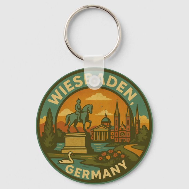 Wiesbaden Germany Landmark Art Key Ring (Front)