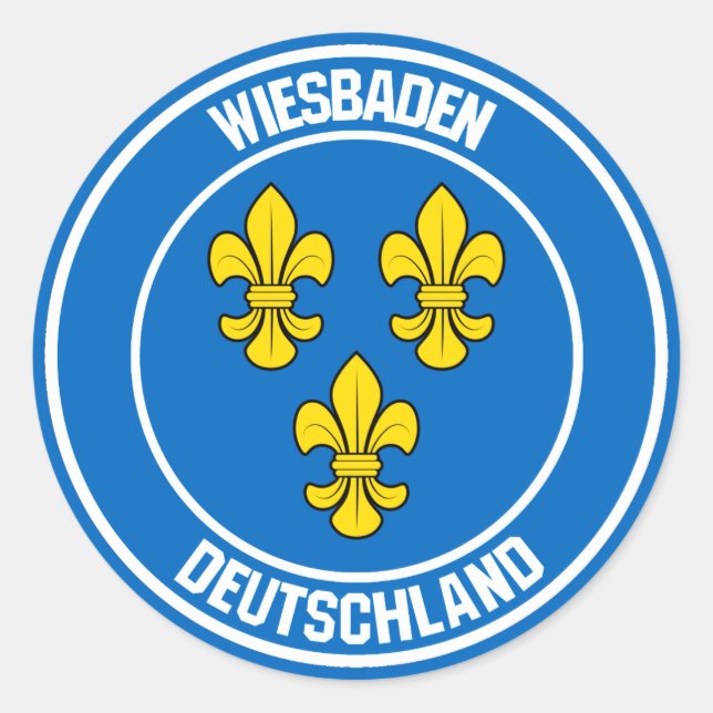 Wiesbaden Round Emblem Classic Round Sticker (Front)