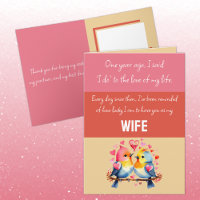 Wife 1st Anniversary pink red cute birds