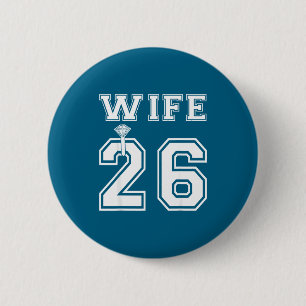 Wife 2026 husband matching engagement party 6 cm round badge