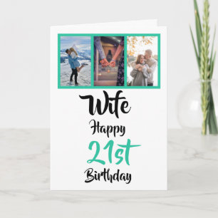 Wife 21st Birthday Modern Photo Collage Card