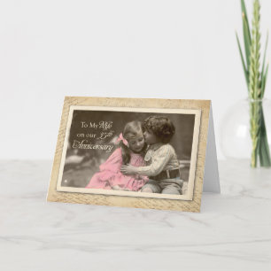 Wife 35th Anniversary Vintage Sweet Kiss Card