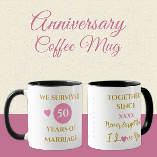 Wife 50 years of marriage est year pink mug