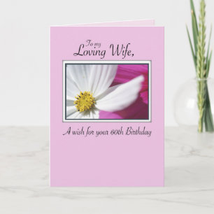 Wife 60th Birthday Pink White Flower Religious Card
