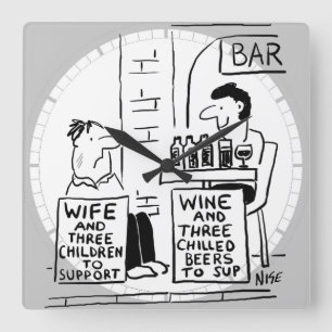 Wife and 3 Children to Support Square Wall Clock