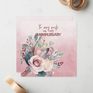 Wife Anniversary Pink Roses Card
