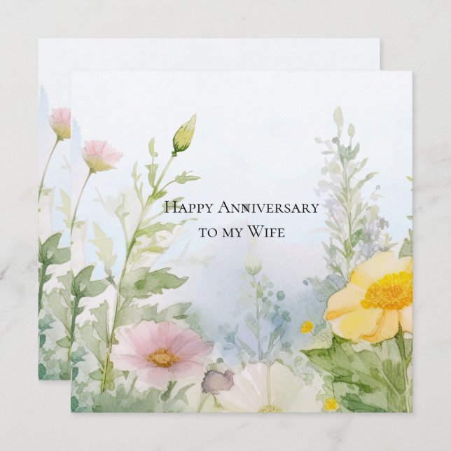 Wife Anniversary Spring Flowers Card (Front/Back)