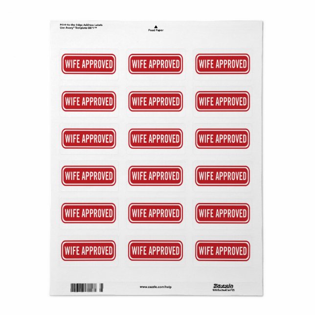 Wife Approved couples  Label (Full Sheet)