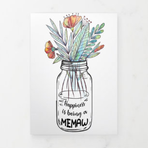 Wife Art Happiness Is Being A Memaw Tri-Fold Card