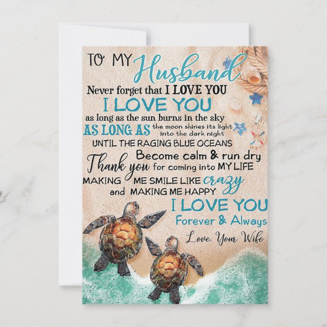 Wife Art To My Husband Turtle Invitation (Front)