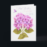 Wife Birthday Hydrangeas and Butterfly Card<br><div class="desc">Lovely happy birthday card for my beautiful Wife,  with watercolor hydrangeas and a simple butterfly.</div>