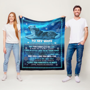 Wife Blanket Wolf, Personalized to My Wife Fleece 