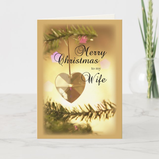 Wife Christmas Beautiful Heart Ornament Holiday Card (Front)