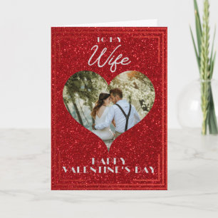 Wife Custom Photo Glitter Valentine Card
