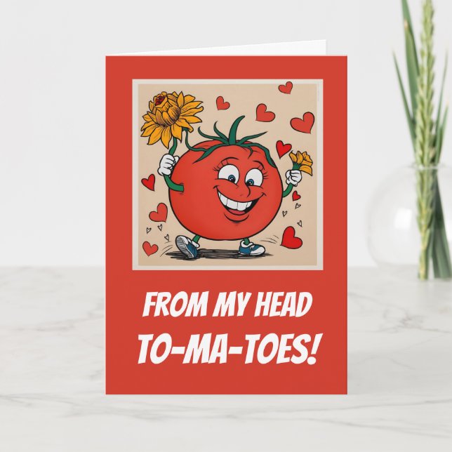 Wife Cute Anniversary Tomato Love Pun Cartoon Card (Front)