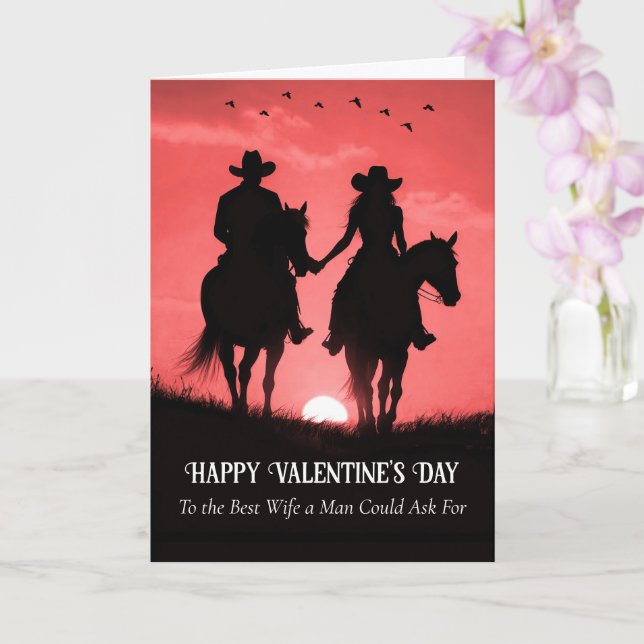 Wife Cute Happy Valentines Day Country Western Card (Orchid)