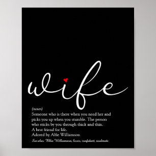 Wife Definition Chic Script Red Love Heart Fun Poster