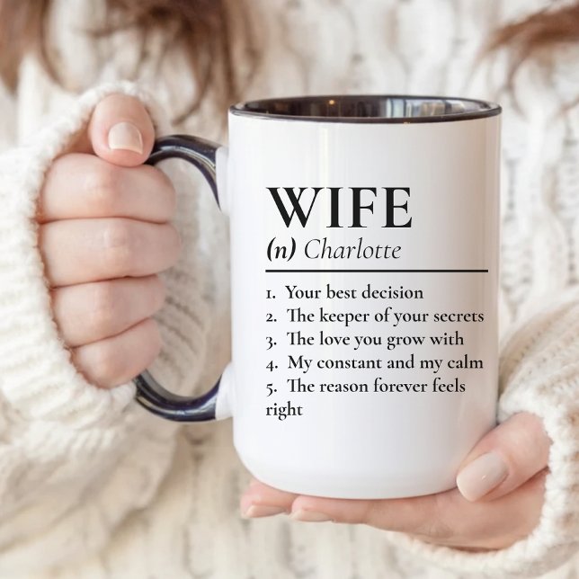 Wife Definition Custom Mug Gift for Wife Newlyweds (Wife Definition Mug Anniversary Gift for Couples, Custom Wife Definition Mug Gift for Newlyweds)