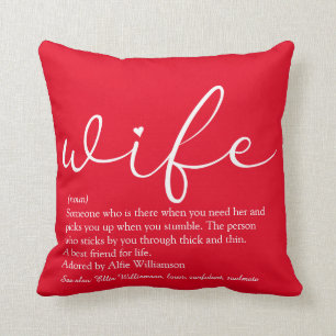 Wife Definition Modern Elegant Script Personalised Cushion
