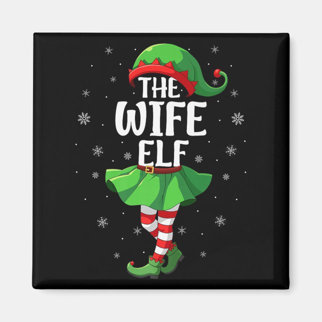 Wife Elf Christmas Girls Women Elf Squad Xmas Fami Magnet (Front)