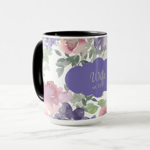 "Wife, est. 19xx" Floral in Watercolor Coffee Mug