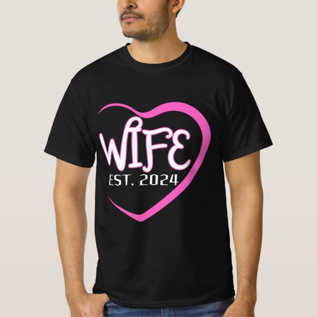 Wife Est. 2024 Just Married Wedding Wife T-Shirt (Front)