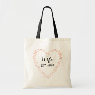 Wife est 2024 newlywed, married couple matching tote bag