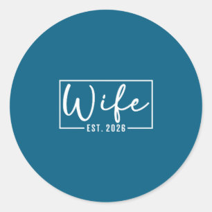 Wife est 2026 just married couple wedding honeymoo classic round sticker