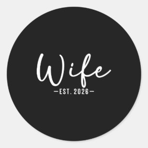 Wife est 2026 just married couple wedding honeymoo classic round sticker