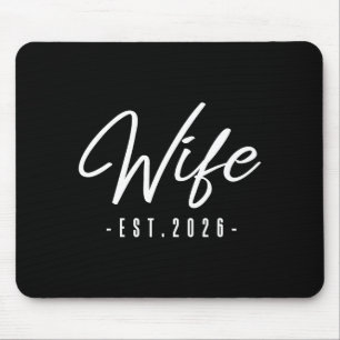 Wife est 2026 married honeymoon bride mrs. wedding mouse pad