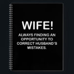 Wife Funny Typography Wife  Notebook<br><div class="desc">Wife Funny Typography Wife Notebook designed by Nisha Prabhu. Keep your thoughts organised with a touch of humour using this Wife Funny Typography Notebook! Featuring a catchy design that will surely make your wife chuckle, this notebook is perfect for jotting down notes, to-do lists, or even love letters. The high-quality...</div>