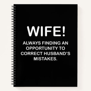Wife Funny Typography Wife Notebook