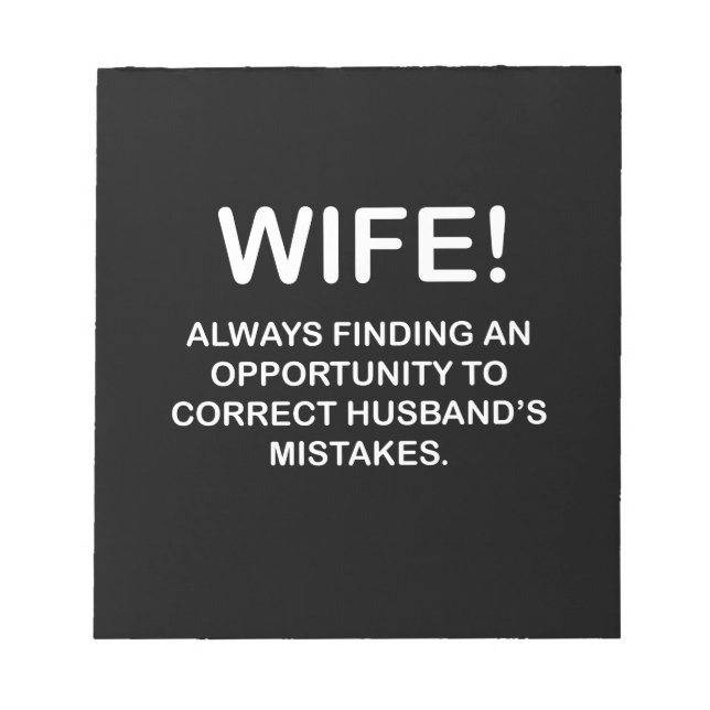 Wife Funny Typography Wife  Notepad (Front)