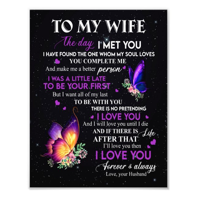 Wife Gifts | Letter To My Wife From Husband Photo Print (Front)