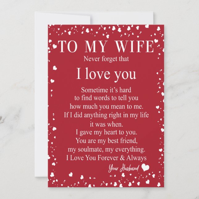 Wife Gifts | Letter To My Wife Love From Husband Holiday Card (Front)