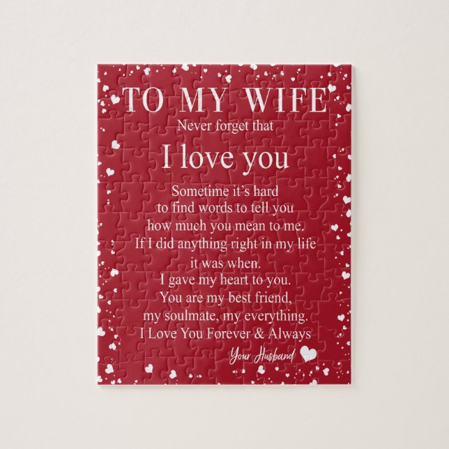 Wife Gifts | Letter To My Wife Love From Husband Jigsaw Puzzle (Vertical)
