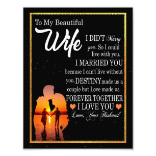 Wife Gifts   Letter To My Wife Love From Husband Photo Print