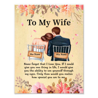 Wife Gifts | Letter To My Wife Love From Husband Photo Print