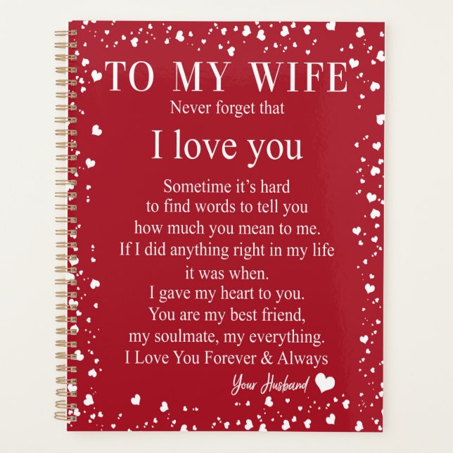 Wife Gifts | Letter To My Wife Love From Husband Planner (Front)