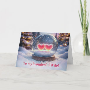 Wife Happy Holidays Christmas Two Hearts in Globe Card