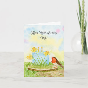 Wife Happy March Birthday Daffodils Card