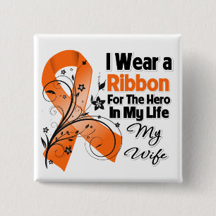 Wife Hero in My Life Leukaemia 15 Cm Square Badge