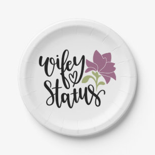 Wife Just Married Wedding Announcement Bride MRS Paper Plate
